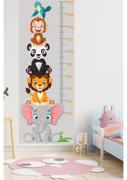Sevimli Safari Hayvanları Boy Ölçüm Cetveli Boy Ölçer Sticker modelleri