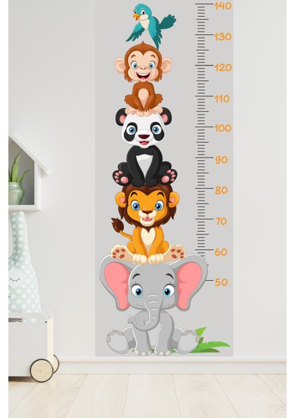 Sevimli Safari Hayvanları Boy Ölçüm Cetveli Boy Ölçer Sticker indirimleri