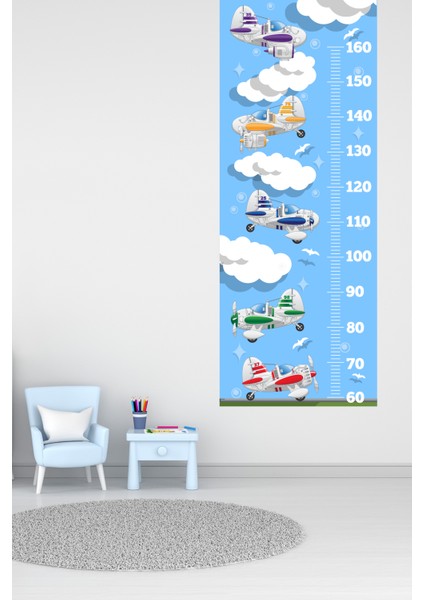 Uçaklar Kuşlar ve Bulutlar Temalı Boy Ölçer Sticker Boy Ölçüm Cetveli fırsatları