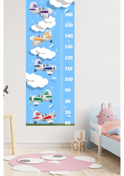 Uçaklar Kuşlar ve Bulutlar Temalı Boy Ölçer Sticker Boy Ölçüm Cetveli indirimleri