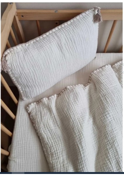 2 Katlı Organik Müslin Bebek Nevresim Takımı Ekru fırsatları