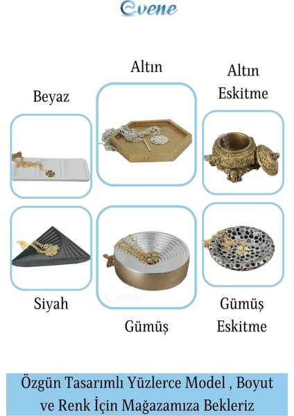 Dekoratif Kase Takı Kutusu Yüzük Kolye Kutusu Mum Tabağı Takı Organizer Model 4
