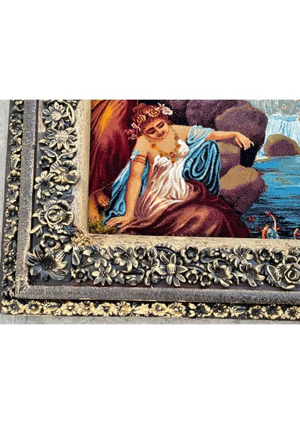 Bekar Kızlar Adlı Halı Tablo 95X75CM - Iran Tebriz Halı Kilim Tablo indirimleri