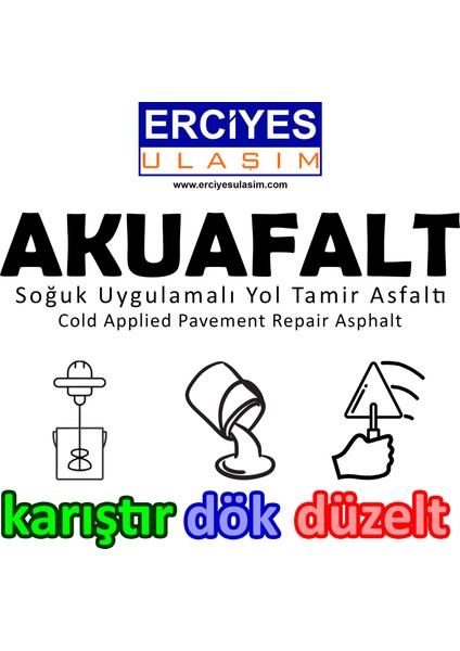 Akuafalt (Ortaset) 20 kg Soğuk Uygulamalı Yol Tamir Asfaltı