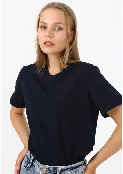 Kadın Kolu Duble Regular Fit T-Shirt