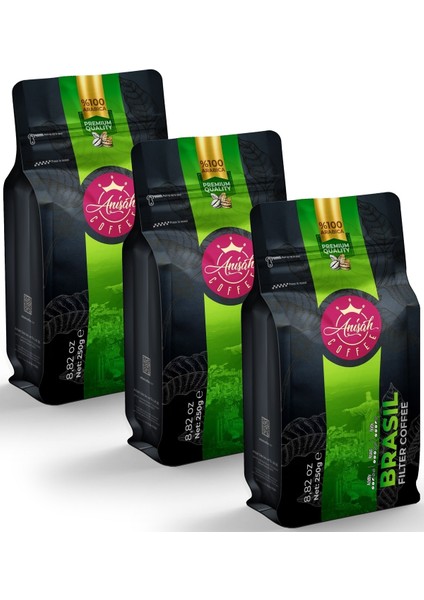 Brezilya Santos Filtre Kahve Çekirdek 3 x 250 gr