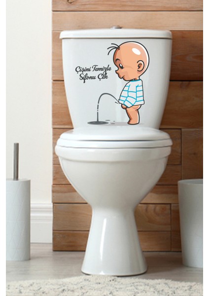 Çişini Temizle Sifonu Çek Temalı Klozet Sticker
