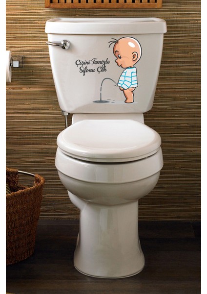Çişini Temizle Sifonu Çek Temalı Klozet Sticker
