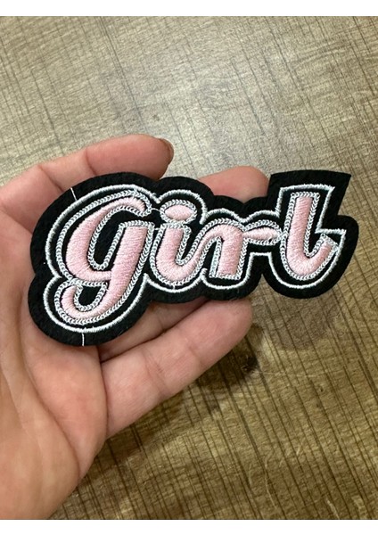 5X10 cm Ütü Ile Yapışa Pembe Girl Yazı Arma Yama Dikiş Aplike