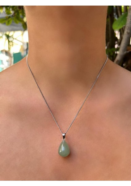 Damla Model Aventurin Doğal Taş Kolye
