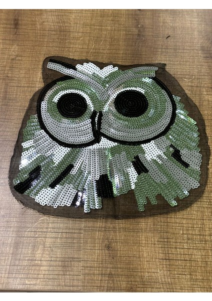 22X20 cm Pul Payet Işleme Siyah Beyaz Baykuş Aplike Arma Yama Dikiş Hobi