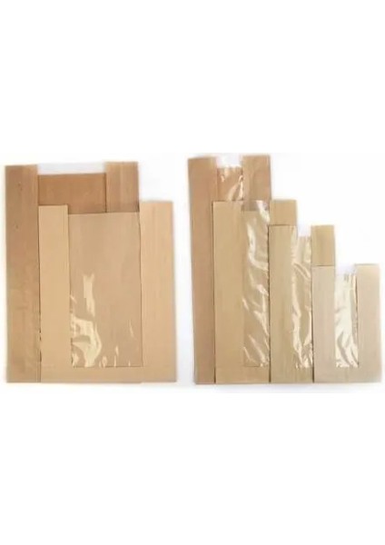 Çizgili Pencereli Şamua Baskısız Kese Kağıdı 12 x 28 cm