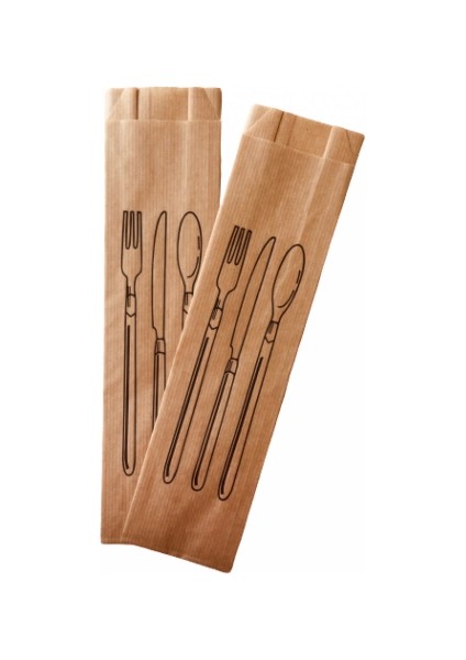 Çatal Kaşık Baskılı Çizgili Şamua Kese Kağıdı 7 x 28 cm 5 kg