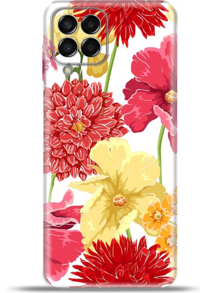 Samsung Galaxy M33 Kılıf Esnek Silikon Kamera Koruma 4K Desenli Özel Tasarım - Krizantem