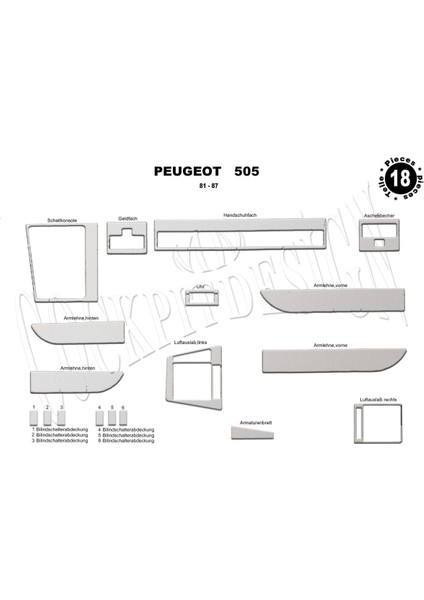 Marscockpitdesign Peugeot 505 Ön Torpido Kaplama Alüminyum 18 Parça 1981-1987