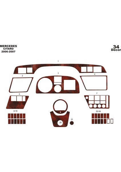 Marscockpitdesign Mercedes Citaro Ön Torpido Kaplama Maun 34 Parça 2006-2007