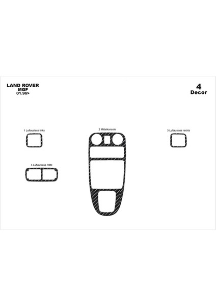 Marscockpitdesign Rover Mgf Ön Torpido Kaplama Karbon 4 Parça 1996-2000