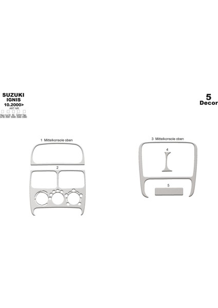 Marscockpitdesign Suzuki Ignis Ön Torpido Kaplama Alüminyum 5 Parça 2000-2003