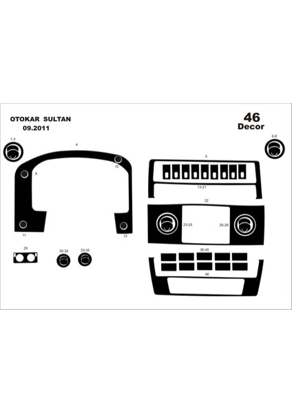 Marscockpitdesign Otokar Sultan S Ön Torpido Kaplama Parlak Siyah 46 Parça 2012-2014