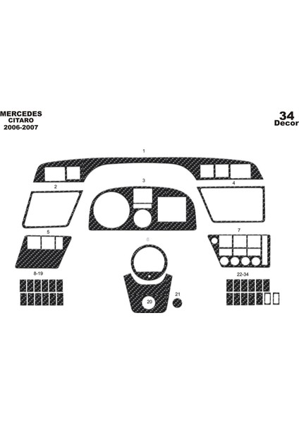 Marscockpitdesign Mercedes Citaro Ön Torpido Kaplama Karbon 34 Parça 2006-2007
