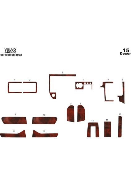 Marscockpitdesign Volvo 440 / 460 Ön Torpido Kaplama Maun 15 Parça 1988-1993