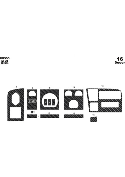 Marscockpitdesign Iveco M29 120 Turbo Ön Torpido Kaplama Karbon 16 Parça 1999-2002