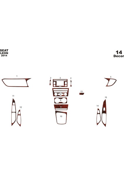 Marscockpitdesign Seat Leon Ön Torpido Kaplama Maun 14 Parça 2014-›