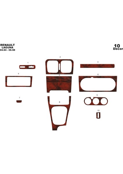 Marscockpitdesign Renault Laguna Ön Torpido Kaplama Maun 10 Parça 1994-1998
