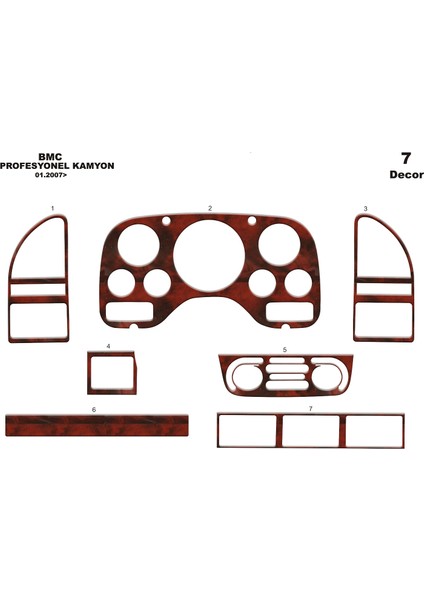 Marscockpitdesign Bmc Profesyonel Ön Torpido Kaplama Maun 7 Parça 2007-›