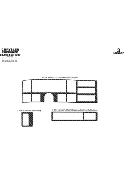 Marscockpitdesign Chrysler Cherokee Ön Torpido Kaplama Karbon 3 Parça 1984-1997