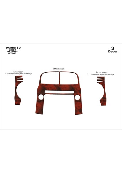 Marscockpitdesign Daihatsu Sirion Ön Torpido Kaplama Maun 3 Parça 2005-›