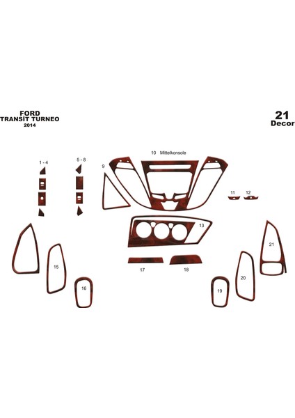 Marscockpitdesign Ford Custom Tourneo Ön Torpido Kaplama Maun 21 Parça 2014-›