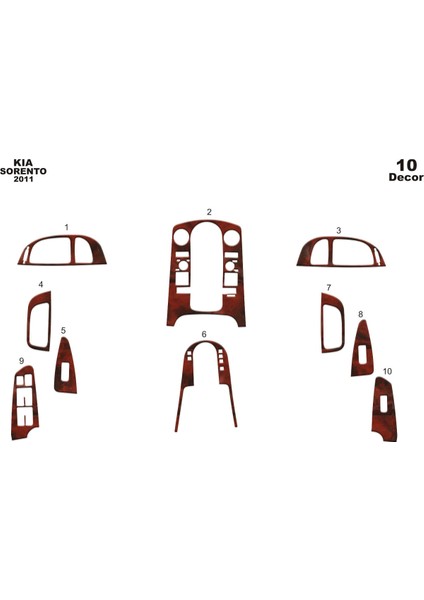 Marscockpitdesign Kia Sorento Ön Torpido Kaplama Maun 10 Parça 2011-›