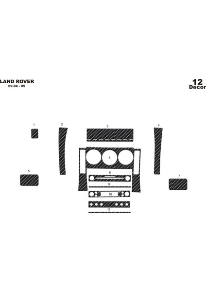 Marscockpitdesign Land Rover Freelander Ön Torpido Kaplama Karbon 12 Prç 2004-2006