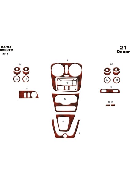 Marscockpitdesign Dacia Dokker Ön Torpido Kaplama Maun 21 Parça 2013-›