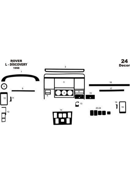Marscockpitdesign Land Rover Discovery Ön Torpido Kaplama Parlak Siyah 24 Parça 1998-2004