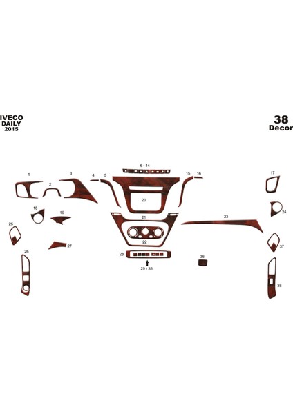 Marscockpitdesign Iveco Daily Ön Torpido Kaplama Maun 38 Parça 2014-2019