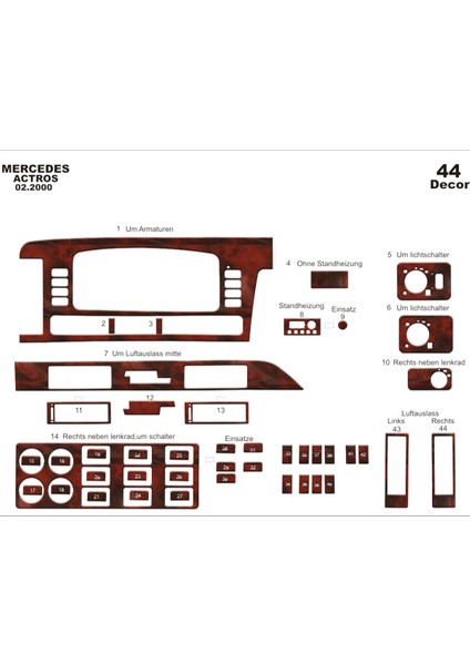 Marscockpitdesign Mercedes Actros Ön Torpido Kaplama Maun 44 Parça 2000-2003
