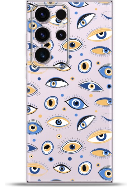 Samsung Galaxy S23 Ultra Kılıf Esnek Silikon Kamera Koruma 4K Desenli Özel Tasarım - Eyes On U
