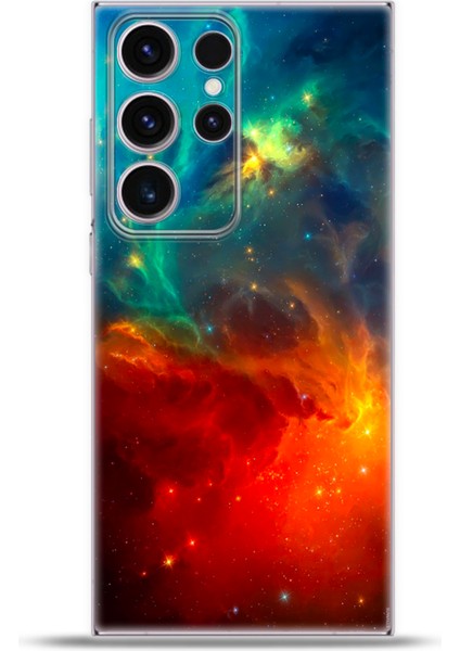 Samsung Galaxy S23 Ultra Kılıf Esnek Silikon Kamera Koruma 4K Desenli Özel Tasarım - Cosmology