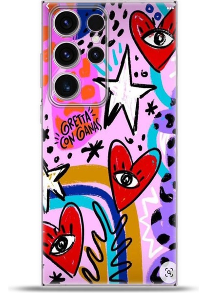 Samsung Galaxy S23 Ultra Kılıf Esnek Silikon Kamera Koruma 4K Desenli Özel Tasarım - Gretta