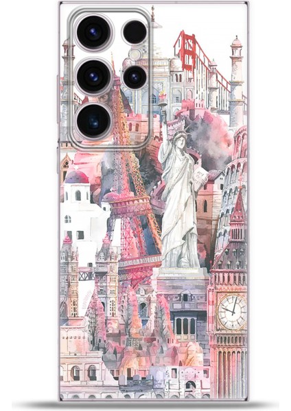 Samsung Galaxy S23 Ultra Kılıf Esnek Silikon Kamera Koruma 4K Desenli Özel Tasarım - Londonycparis
