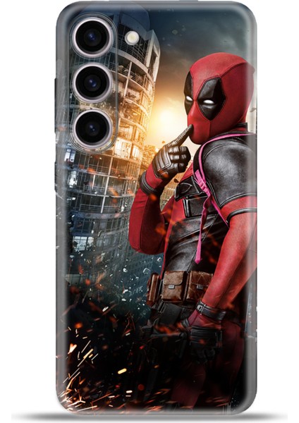 Samsung Galaxy S23 Kılıf Esnek Silikon Kamera Koruma 4K Desenli Özel Tasarım - Deadpool