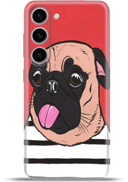 Samsung Galaxy S23 Kılıf Esnek Silikon Kamera Koruma 4K Desenli Özel Tasarım - Uyuşuk Pug