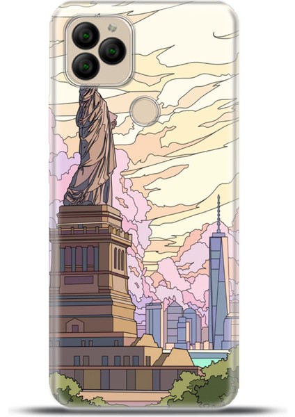General Mobile Gm 22 / Gm 22S Kılıf Esnek Silikon Kamera Koruma 4K Desenli Özel Tasarım - Liberty Statue