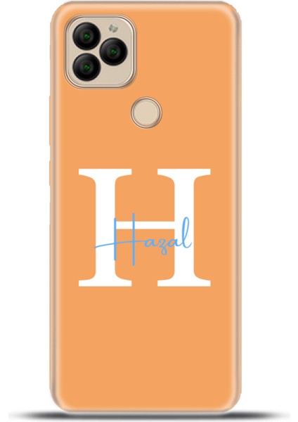 General Mobile Gm 22 / Gm 22S Kılıf Silikon Esnek Kamera Koruma Kişiye Özel Isim Harf Zao Turuncu - H
