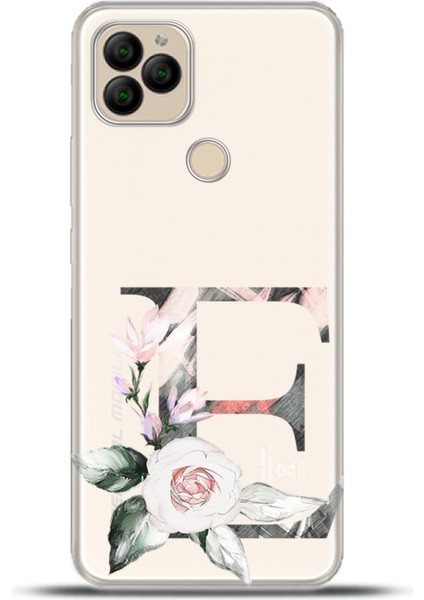 General Mobile Gm 22 Plus Kılıf Esnek Silikon Kamera Koruma Kişiye Özel Harfler Flora - E Harfi