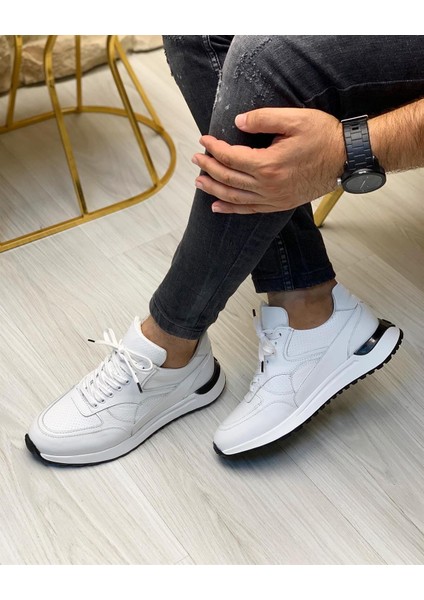 5755 Deri Beyaz Sneaker Erkek Ayakkabı