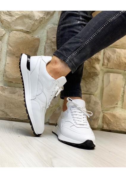 5755 Deri Beyaz Sneaker Erkek Ayakkabı