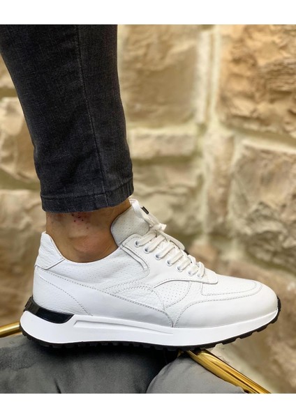 5755 Deri Beyaz Sneaker Erkek Ayakkabı